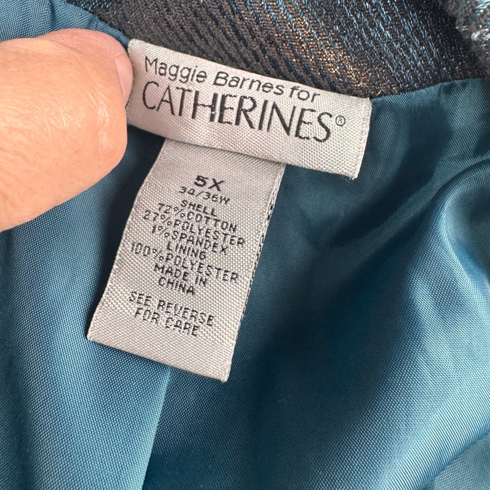 Catherines Blazer Womens 5X Teal Copper Metallic Floral Jacquard Single Button - Picture 3 of 6
